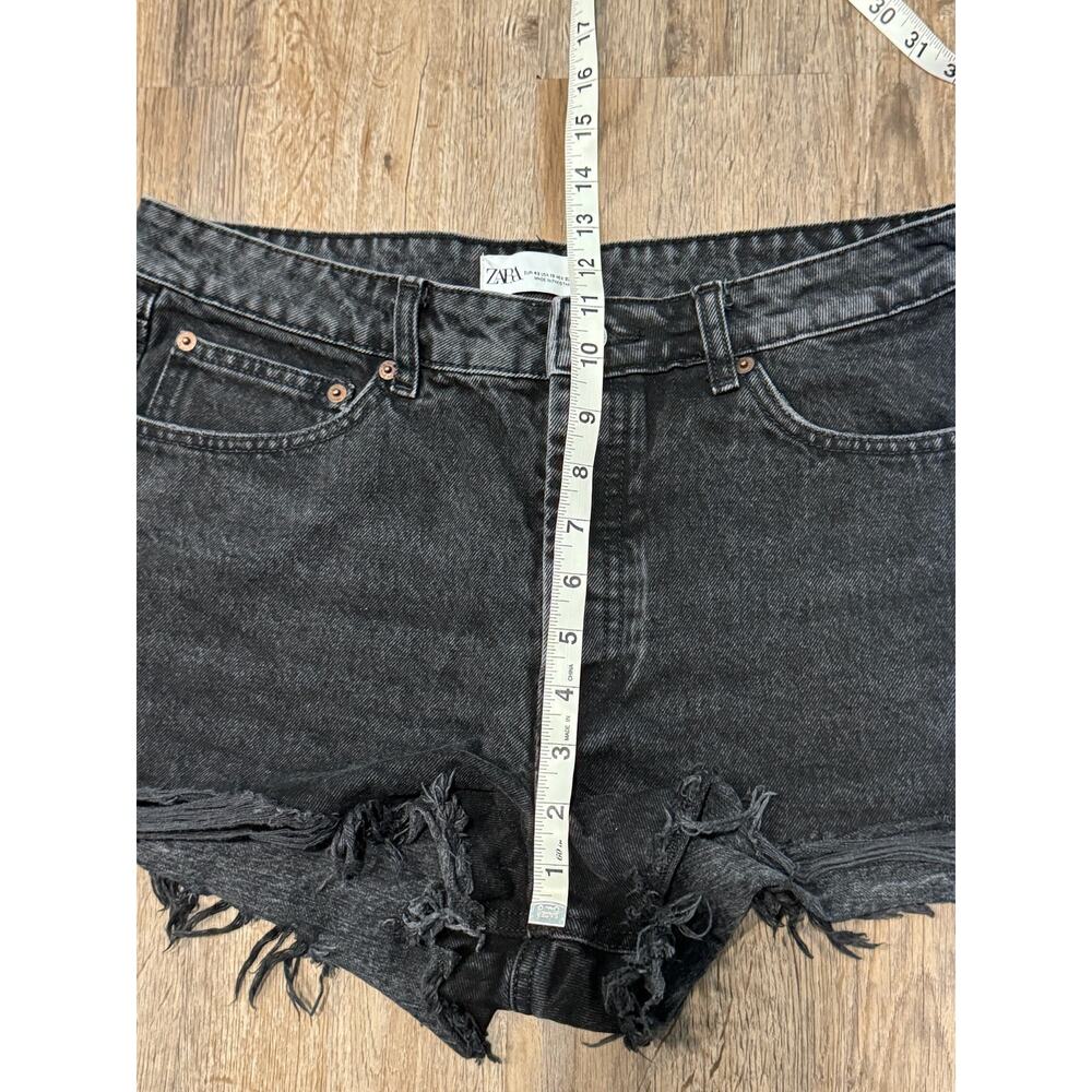 Zara Womens Black Denim Shorts Size 10 - Picture 7 of 8